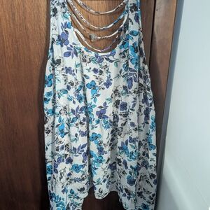 torrid White Tank Dress with Blue Floral Print